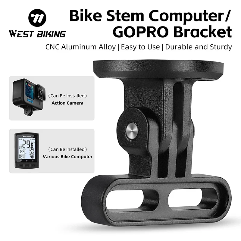 

WEST BIKING Bicycle Computer Holder Gopro Camera Support Mount Adjustable Stable MTB Bike Stem Front Holder Bike Accessories