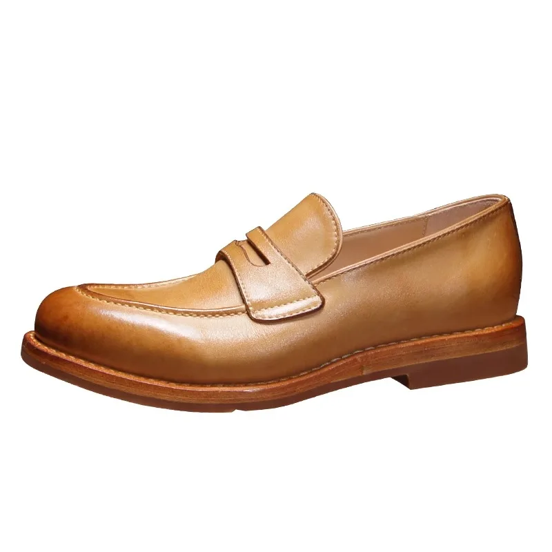 

British Loafers Men's Dress Business Casual Leather Shoes Youth Retro Breathable Premium Genuine Leather Office Wedding Shoes