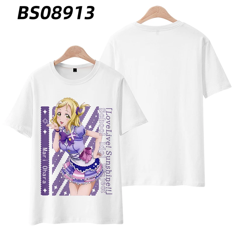 Camiseta de Anime LoveLive Sunshine School Idol Project para hombres y mujeres, camisa de gran tamaño con estampado 3D, cuello redondo, camisetas