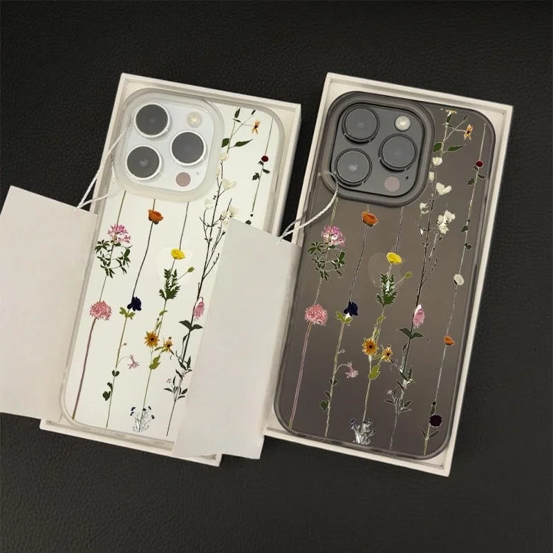 1 funda transparente esmerilada con diseño de ramas florales, anticaídas, adecuada para iPhone 17/16/15/14/13/12/11/7/8/Se/Plus/Pro Max/X/Xs/Xsmax/Xr/13/12Mini Series, que combina moda y creatividad, una funda elegante que ofrece una protección completa de alta calidad y es con estilo, adecuada tanto para hombres como para mujeres.