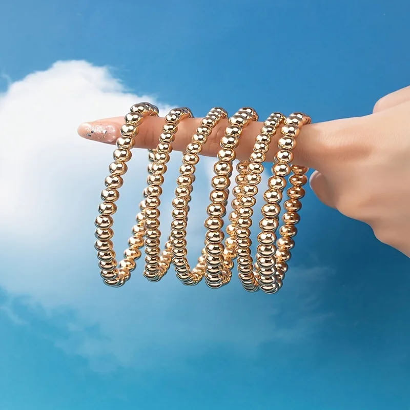 bracelet for beads for Women Stretch Bracelets Copper Beads 18 K Waterproof Jewelry Pulseras Femme