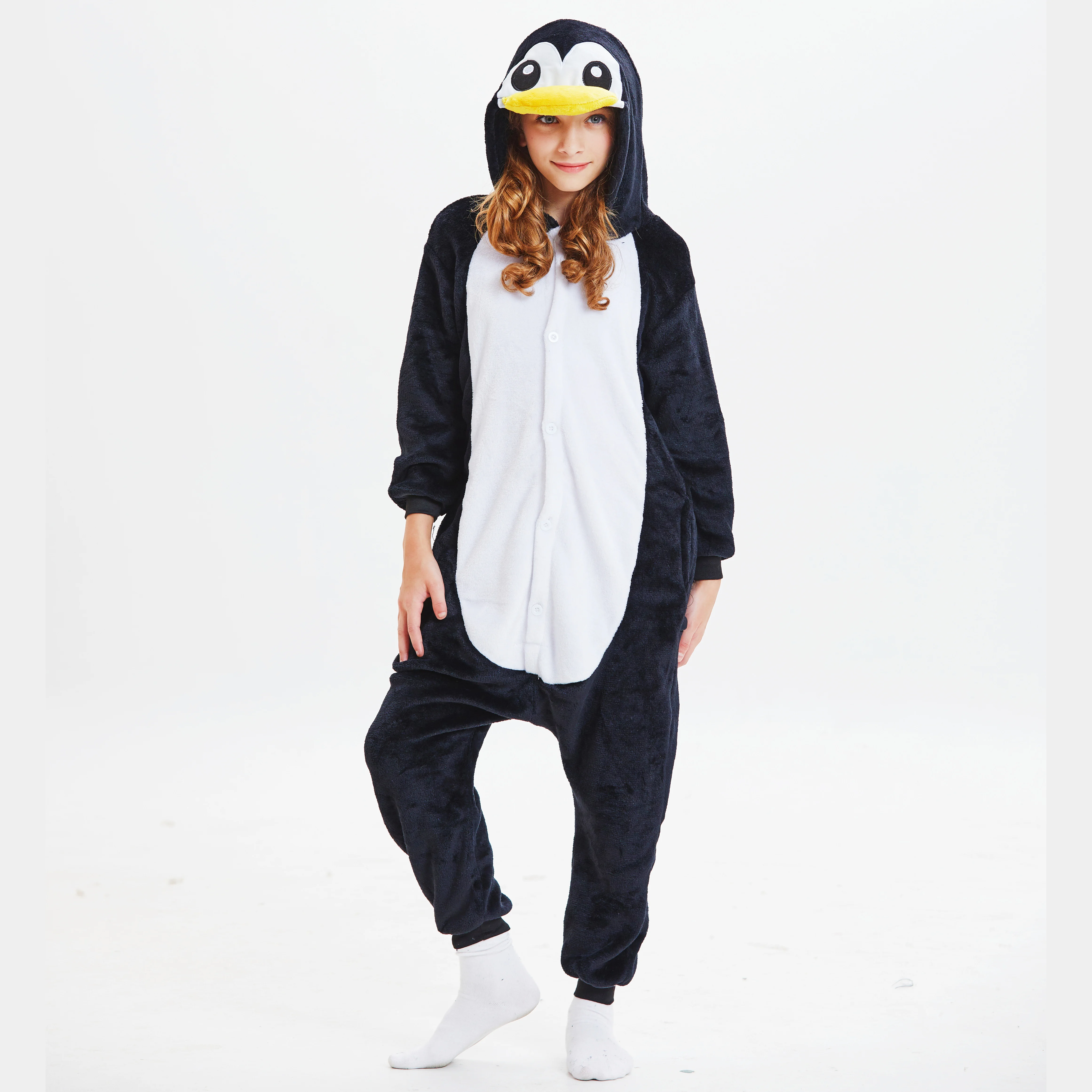 Kids Autumn Winter Flannel Pajamas Children Sleepwear Penguin Kigurumi Onesies For Boys Girl Blanket Sleepers Halloween Costumes