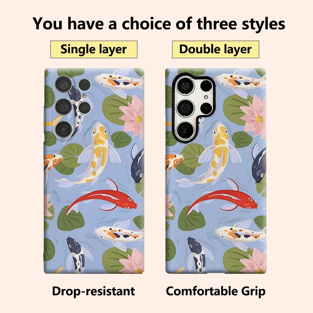 koi fish lotus pond Luxury Fashion Full Lens Protective Case for Samsung Galaxy S26 S25 S24 A56 A36 Plus Ultra