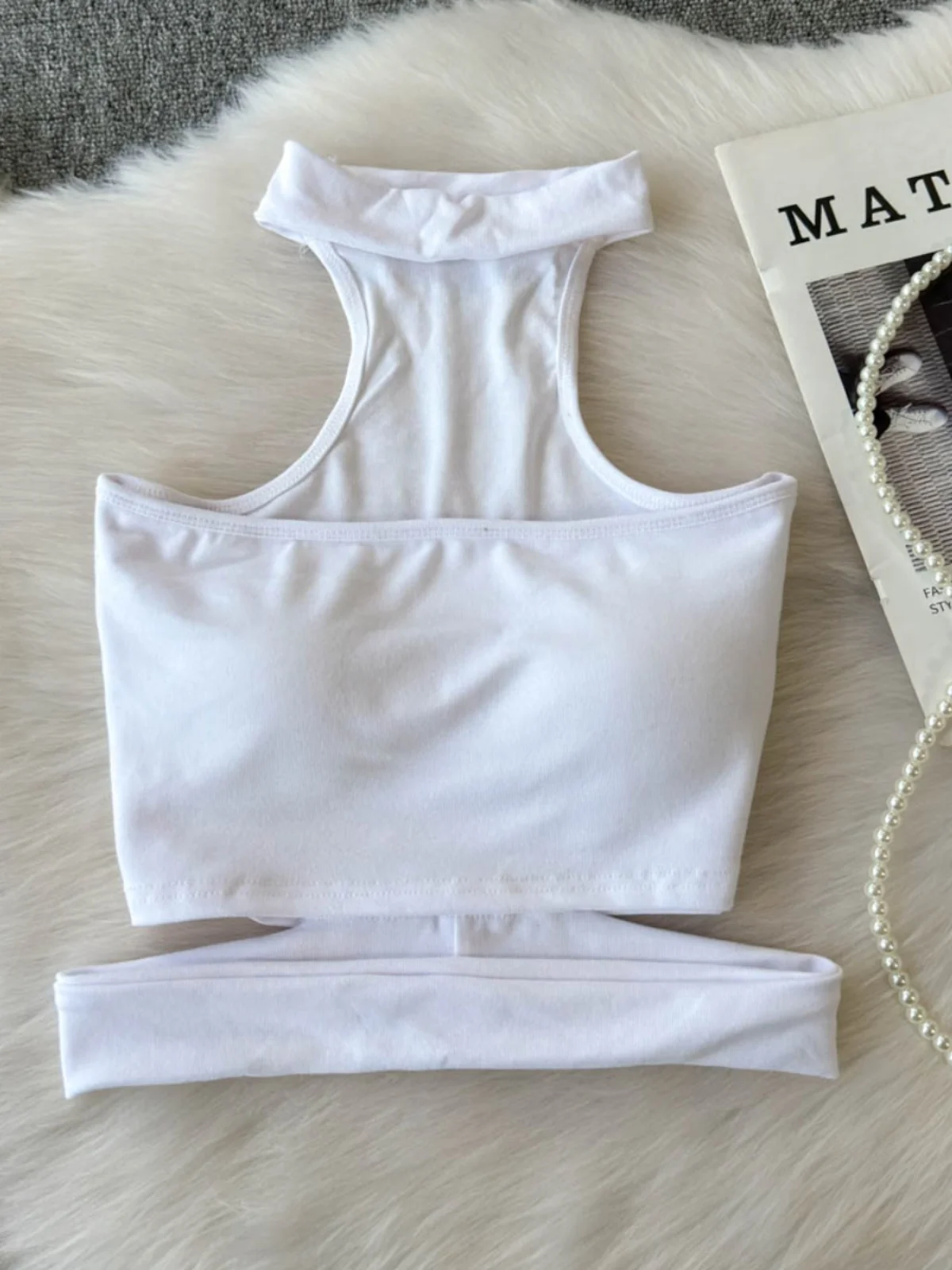 Damski wyszczuplający crop top, odzież wierzchnia, sportowa koszulka, ażurowa, gładka, wiosenno-letnia, seksowna kamizelka w stylu \"pure desire\".