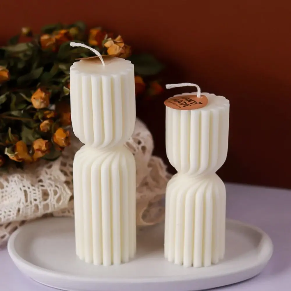 Pinstripe Pillar Stripe Cylindrical Candle Mold Flat Top Silicone Candle Mould Column 3D Columnar Mold Candle Making