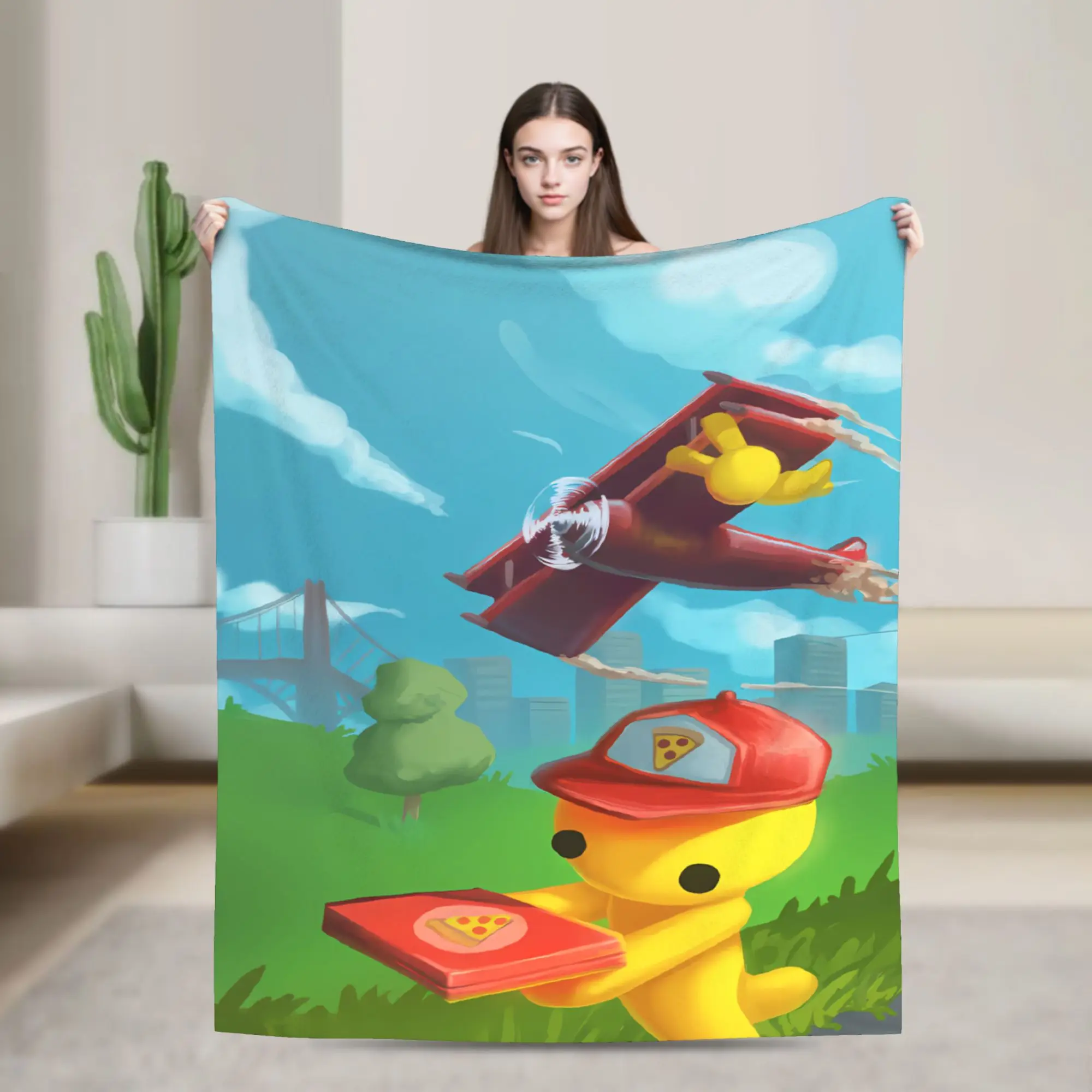 Busy Wobbly Life Pizza Delivery Blanket  Airplane Travel Flannel Throw Blanket For Outdoor Warm Soft Custom Quality Bedspread