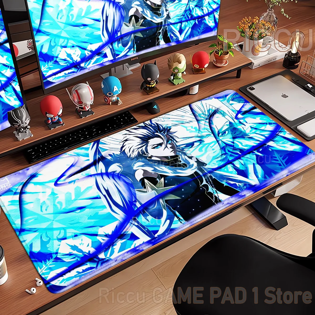 Japan Anime Figure Bleach Mouse Pad Large Desk Accessories Desk Pad Rubber Base Edge Mousepad Non-Slip Mousepad for Office view 2