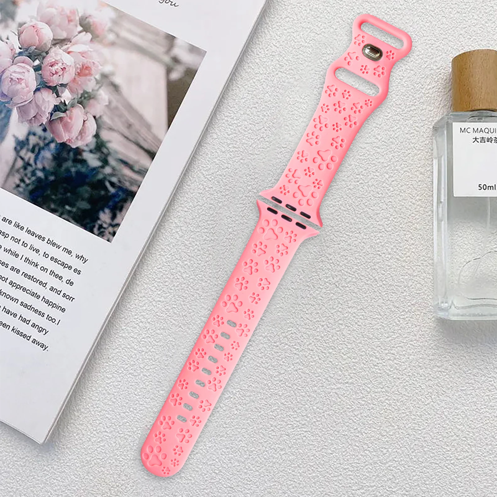 Laser Mark Pootafdrukken Band voor Apple Watch 10 9 8 7 6 Siliconen band Vervangbare armband voor 41 mm 40 mm 38 mm Kleurrijke horlogeband