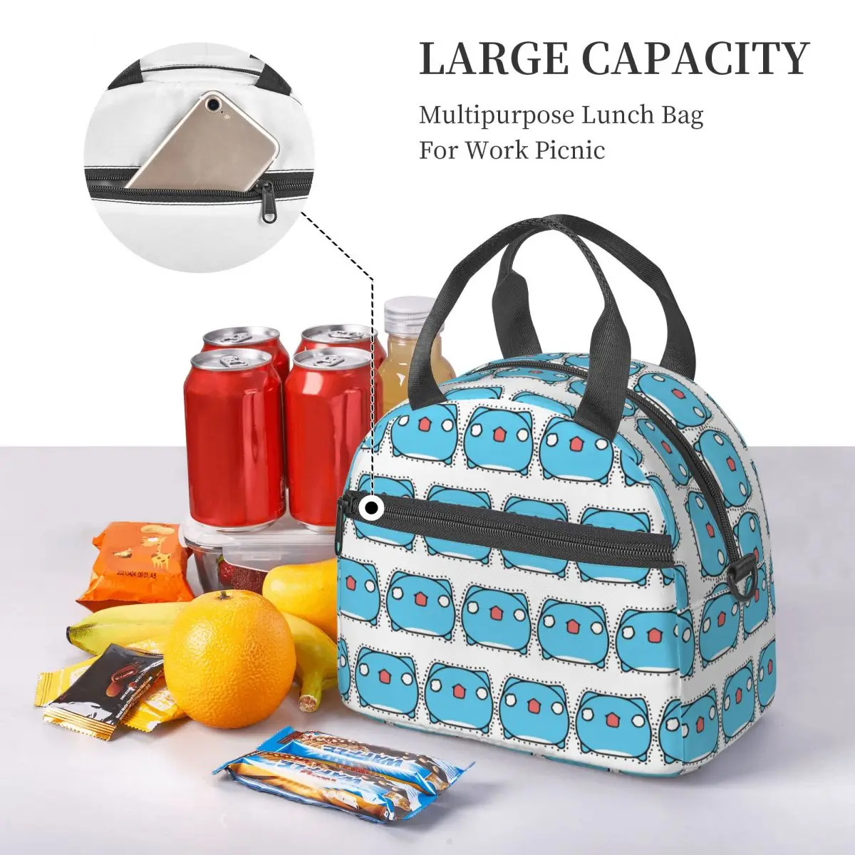 Comic Cat Bugcat Capoo Bug Cat Insulated Lunch Bag for Women Bento Storage Food Boxes Container Cooler Thermal Lunch Box Tote