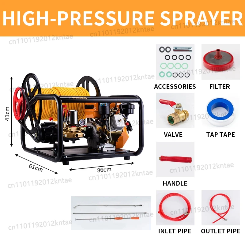 Orchard sprayer, high-pressure agricultural sprayer, pesticide sprayer with automatic reel and hose