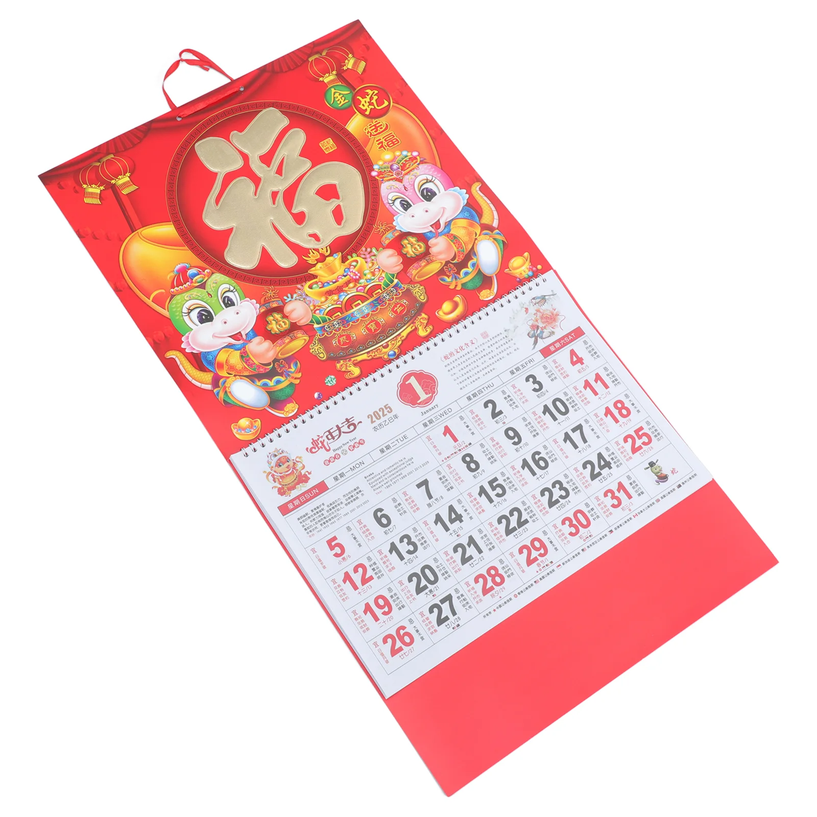 2025 kalender dinding Tahun Baru gaya Cina dari kertas ular dekorasi kantor gantung rumah