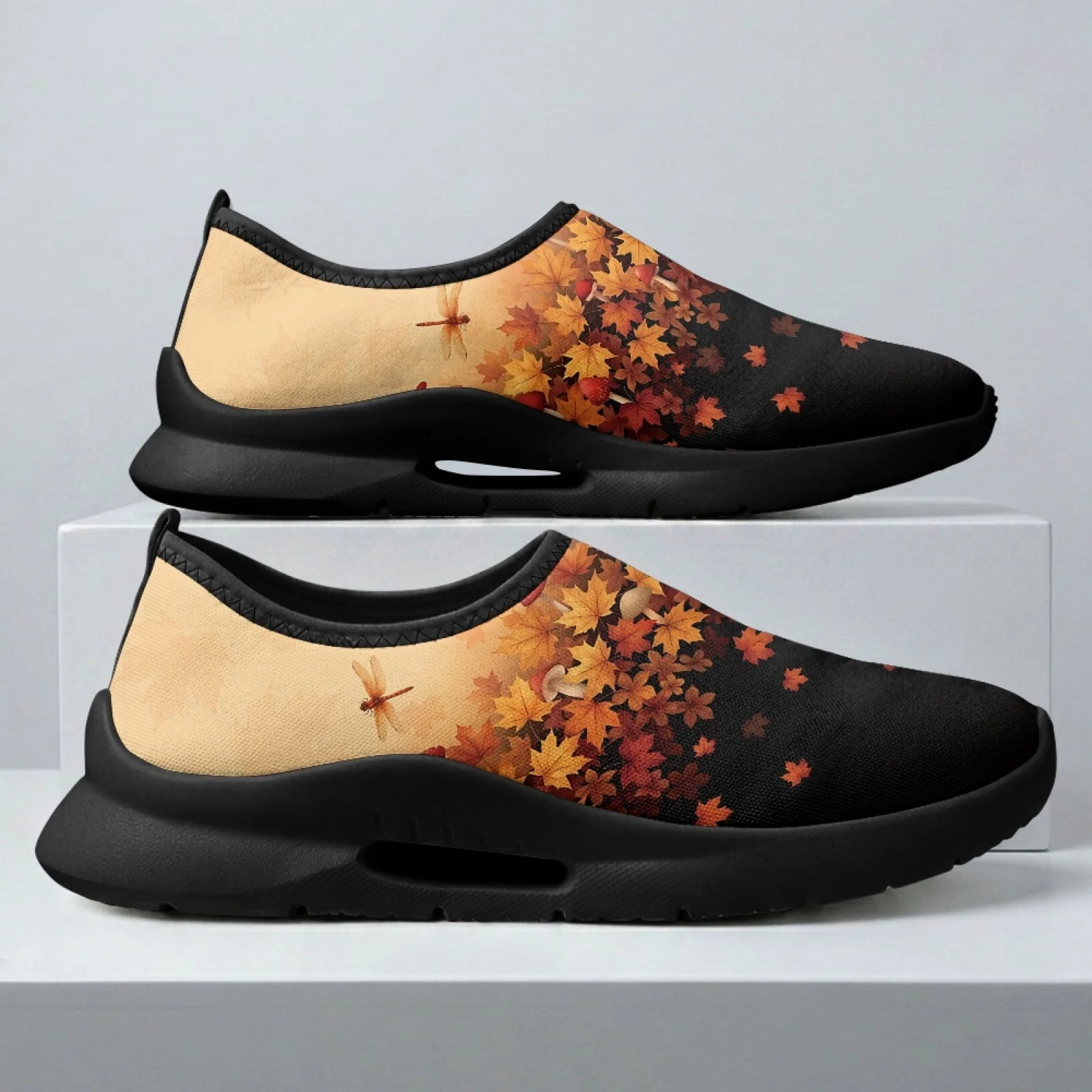 PENSTROLL Maple Leaf Mushroom Comfortable Round Toe Tennis Shoes Casual Shoes for Men Summer Workout