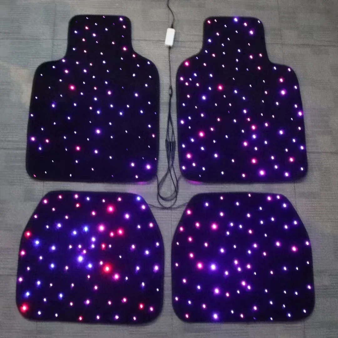 LED Fiber Optic Car Mat for Car Decoration with Twinkle Stars Car Floor Carpet Light