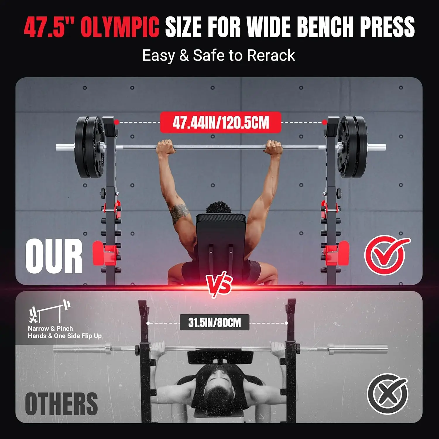 880-1980LBS ASTM-Certified All in One Weight Bench Set Home Strength, Custom