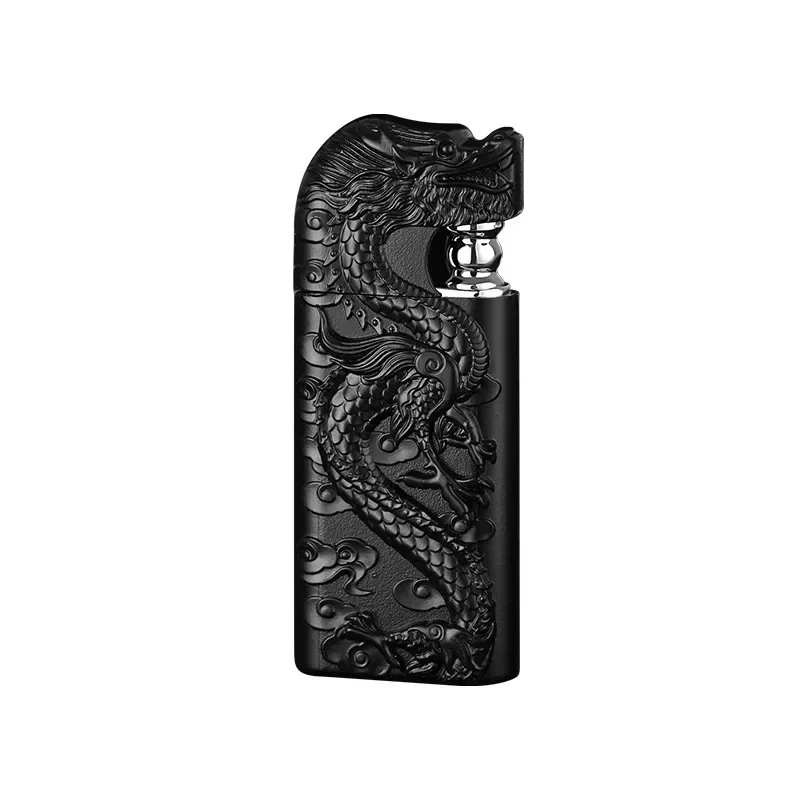 New Double Flame Modified Gas Lighter Metal Three-Dimensional Embossed Dragon Straight Torch Lighter Cigarette Accessories