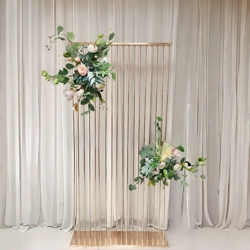 2m iron square screen gold-plated flower stand wedding arch prop background geometric shelf birthday metal cake column