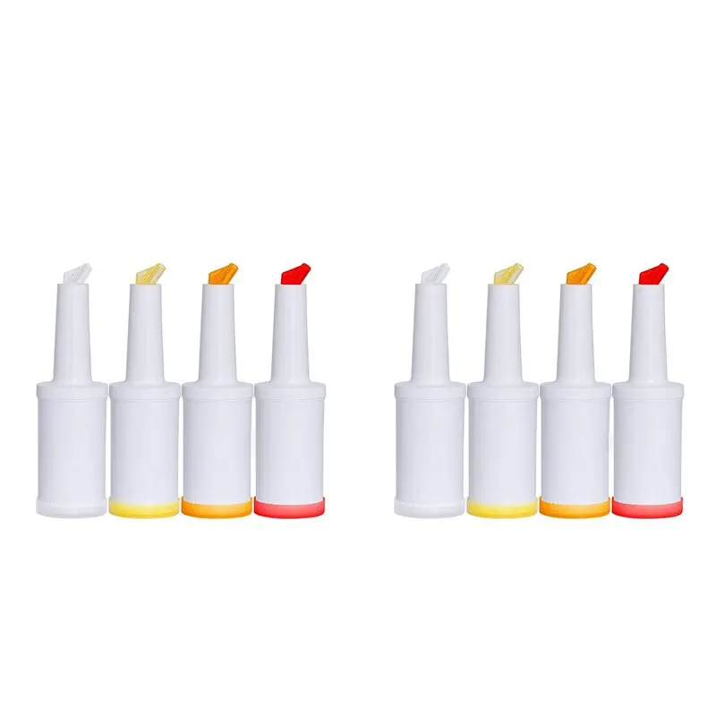 

8 Pack Bar Pour Colorful Juice Pouring Bottle Containers 34 Oz Plastic Juice Dispensers For Bar Home Kitchen Party-AT64