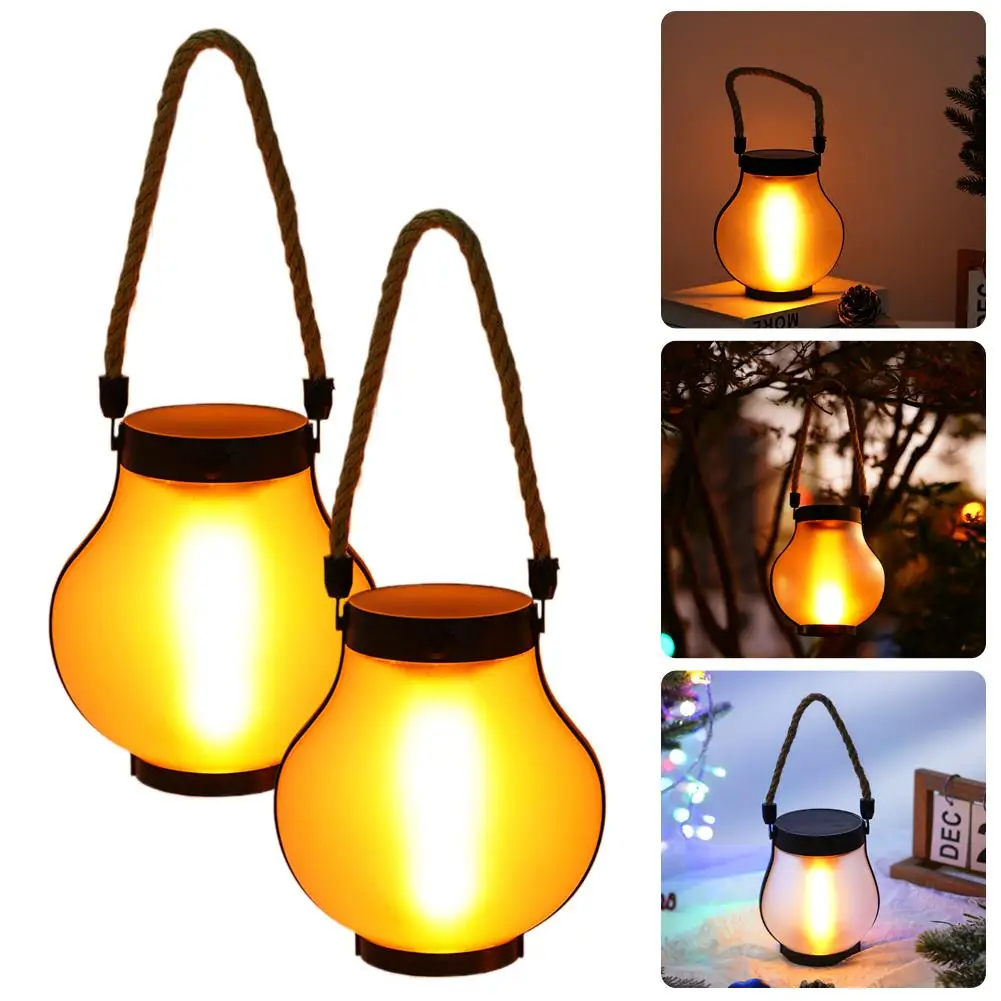 Luce da campeggio ricaricabile USB Luci a fiamma solare IPX4 Impermeabile 800 lumen 1200mAh Lanterna sospesa Luci esterne ﻿