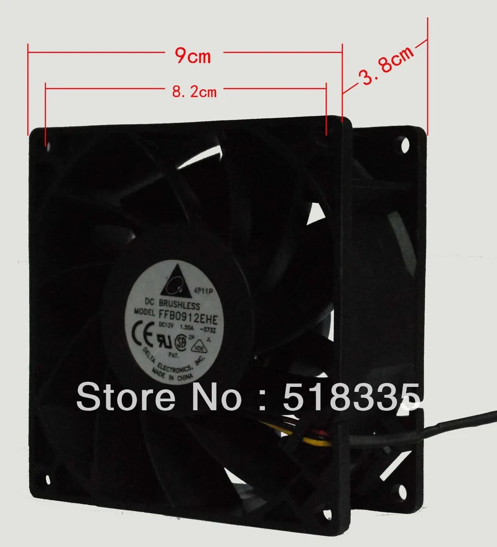 Original for delta FFB0912EHE 92*92*38MM 12V 1.50A  axial case Cooling Fan