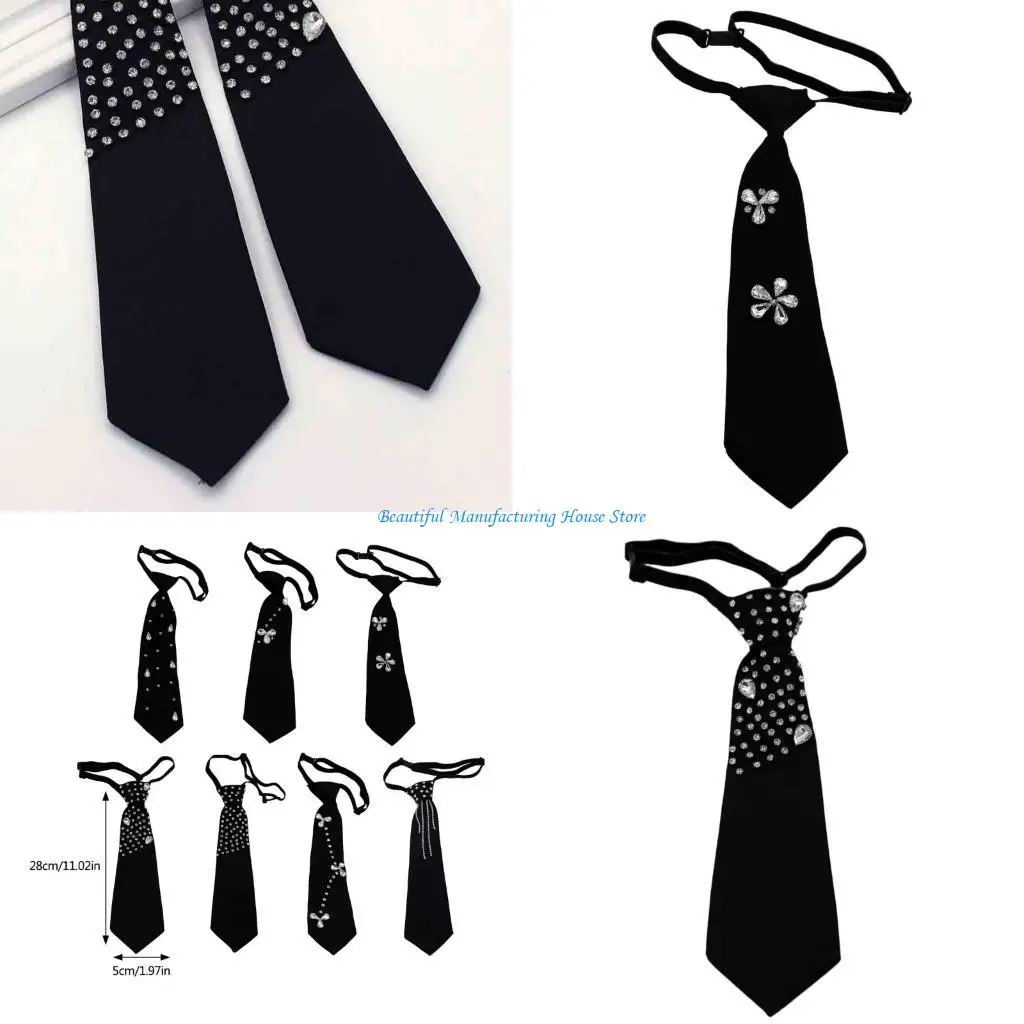 e56a-–-cravate-ornee-pour-femmes-hommes-elegante-pre-nouee-reglable-noire-pour-uniforme-chemise-d'ecole