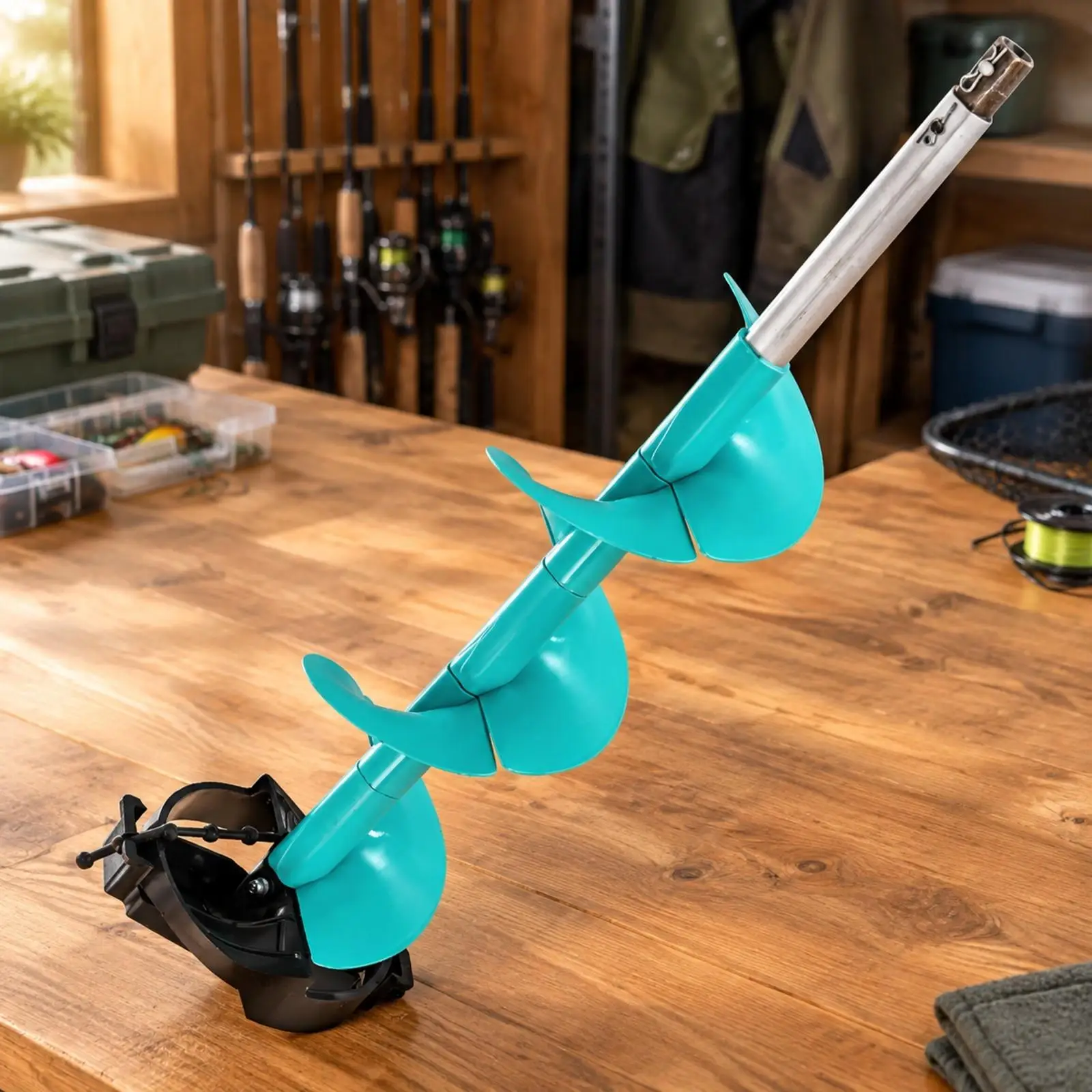 Ice Fishing Auger Drill Head Replacement Cutter for Cordless Drill Power Tool Boring Ice Hole with Protective Guard