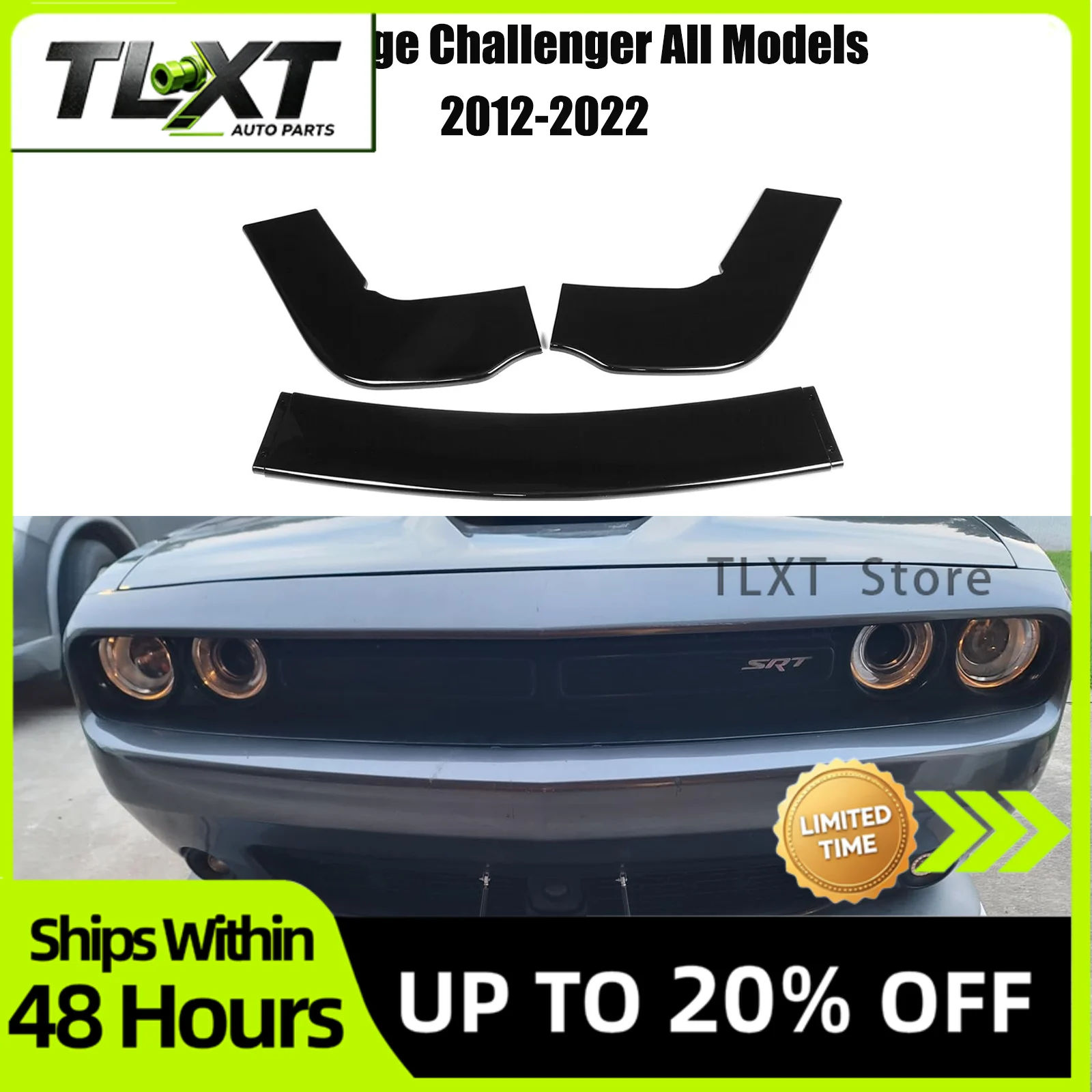Для Dodge Challenger SRT Hellcat R/T GT 2012-2022 Передний спойлер-сплиттер для бампера, имитация карбона, глянцевый черный, аксессуары