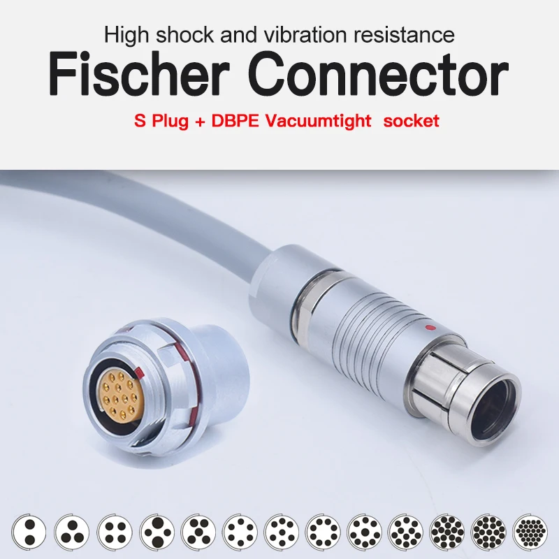 Compatible Fischer S Plug DBPU/DBPE Vacuumtight Socket 102/103/1031/104/105 Series 4/7/8/11/13/24/27Pin Self-latching Connectors