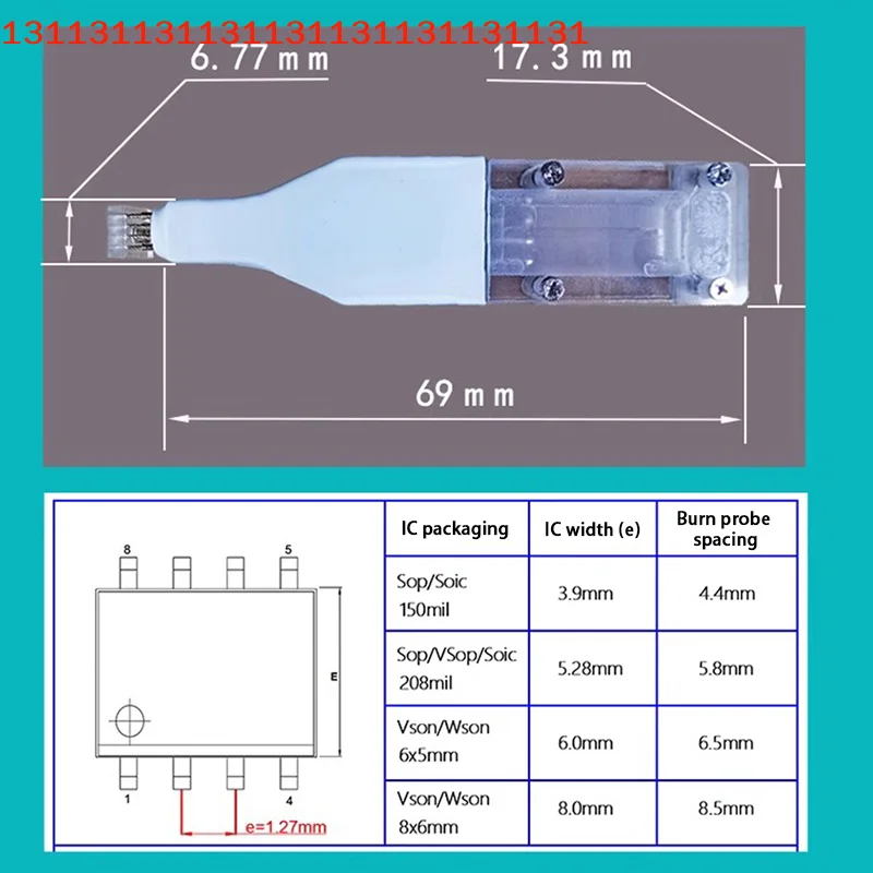 For Electronic Component Programming Sop8 W-son Chip Burn Write Probe Spring Needle Flash EEPROM Chip Burner Cable