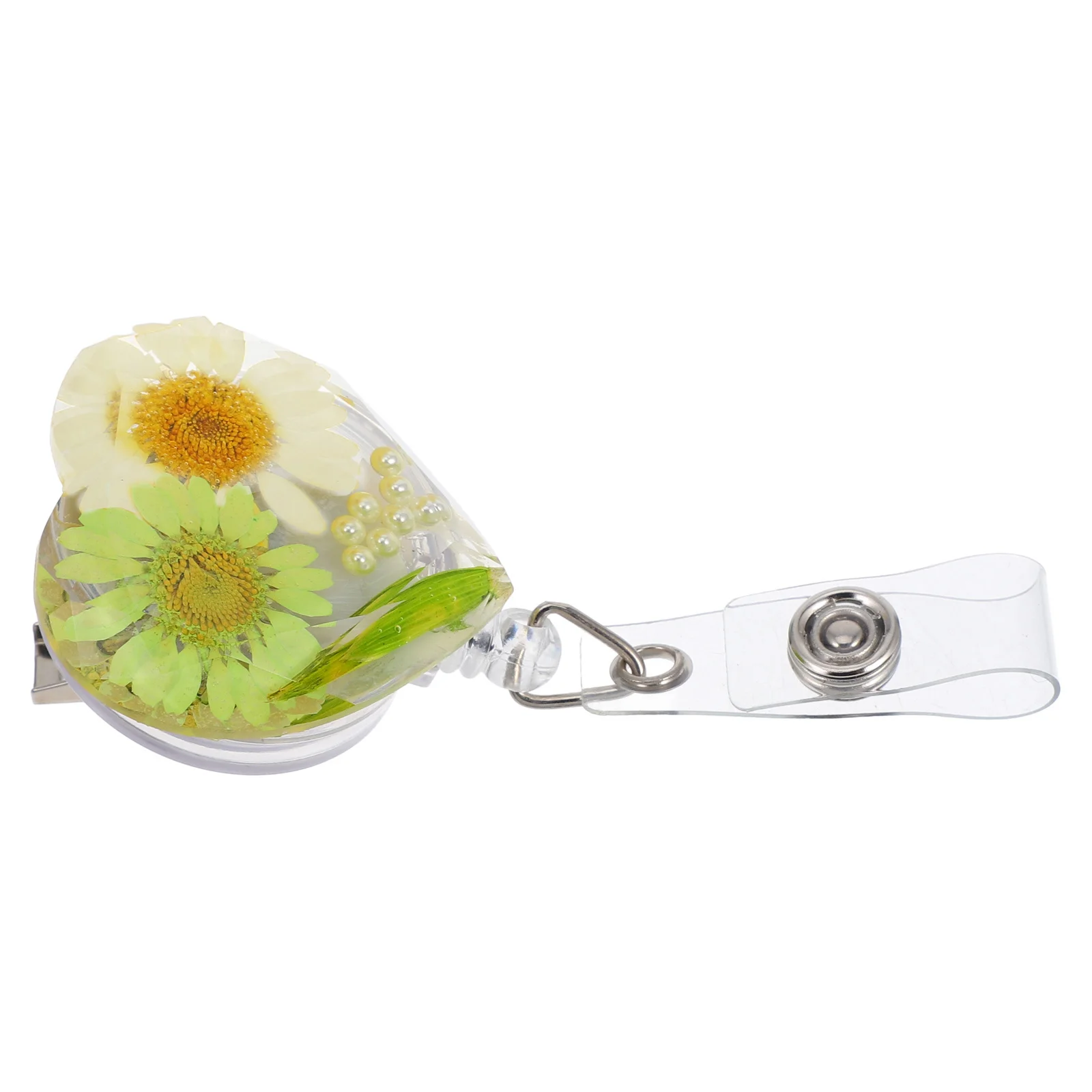 

Floral Badge Reel ABS Resin Retractable Id Card Holder for Professional Use Swivel Clip Badge Reel Name Tag Holder