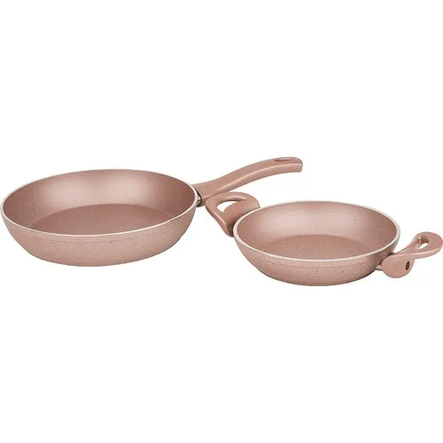 Emsan Easy Life Granite 20 cm Sahan 26 cm Frying Pan Set Golden Pink