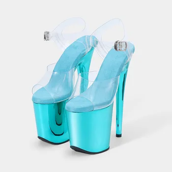 LAIJIANJINXIA nouveau PVC Sexy exotique pôle danse chaussures été femmes sandales 20CM talons hauts boucle sangle taille 34-46 HSS 202403