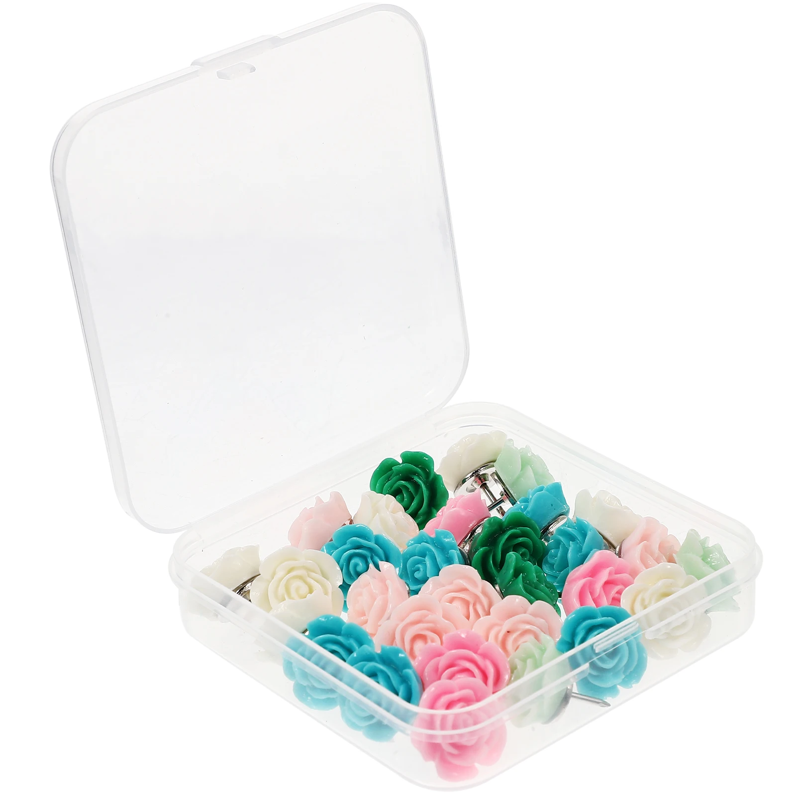 หมุดปักกระดาษรูปดอกกุหลาบ 30 ชิ้น แบบเปลี่ยนได้ รูปหัวใจ สำหรับตกแต่งแผนที่ อุปกรณ์สำนักงาน ของใช้ในบ้าน ขนาดกะทัดรัด