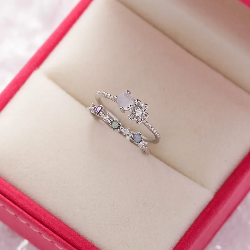 Zarte Kristall-Zirkon-Ringe für Frauen, süße Blume, Blatt, Schmetterling, verstellbare offene Ringe, Hochzeit, Verlobung, Schmuck, Geschenk – Detail 24