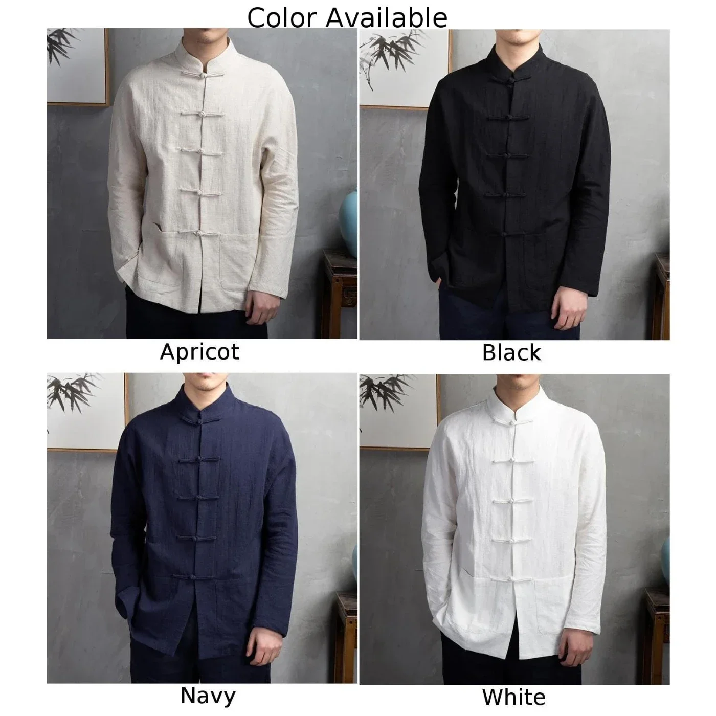 Männer Chinesischen Traditionellen Kung Fu Tai Chi Mantel Tang-anzug Uniform Jacke Kleidung Langarm Bluse Retro Hemd Button Up Hanfu