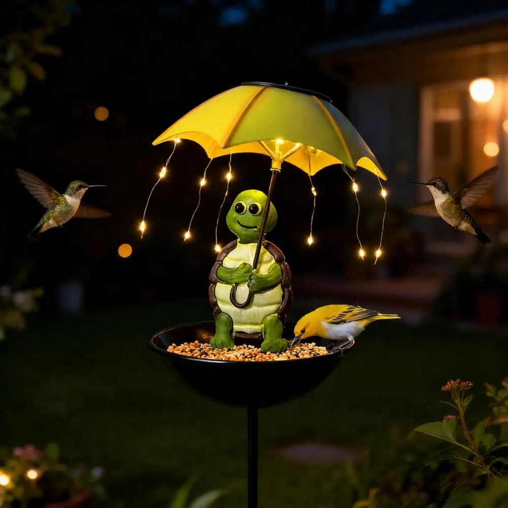 

Светодиодный солнечный садовый светильник, удерживающий зонтик, светильник для лягушки, солнечная кормушка для птиц, устойчивая к атмосферным воздействиям кормушка для птиц, кормушка для птиц на солнечной энергии