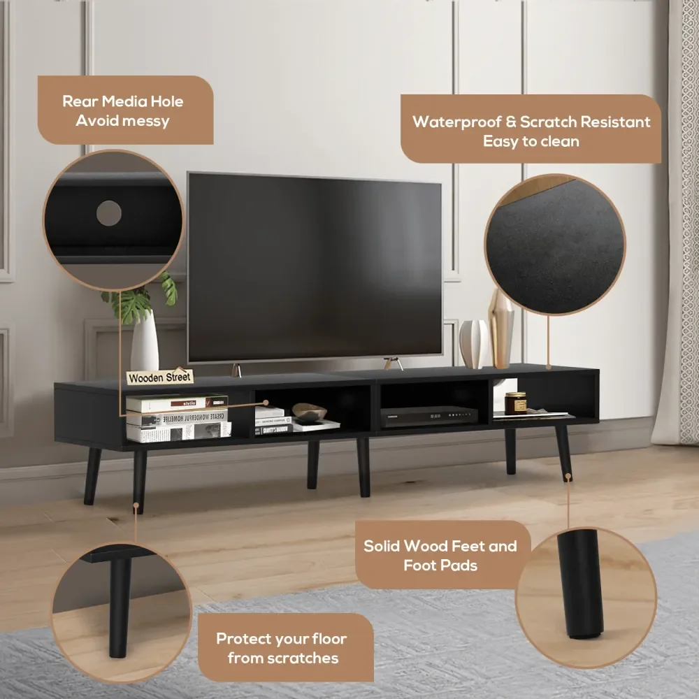 

59 TV Stand With Open Shelf To 5560 Inch TV, Console Table Entertainment Center For Living Room, Bedroom,Thanksgiving Christ