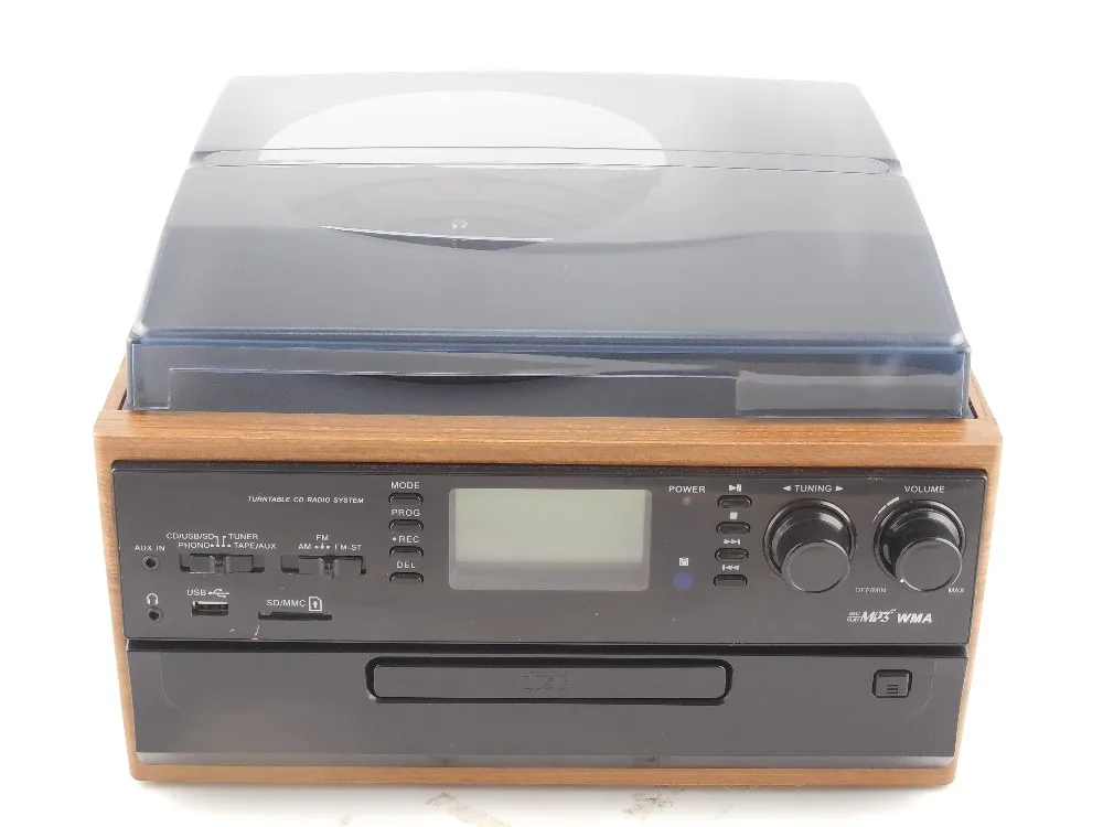 TR-19PCD Classic turntable CD/SD record player with cassette radio player