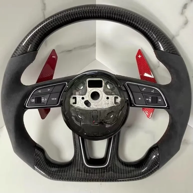 

For Audi R8 Tt Mk2 Mk3 B8 RS TTS Ttrs Rs3 Rs6 RS4 RS5 RS7 A3 D3 A4 A5 A6 C6 A7 A8 Q3 Q5 Q7 Carbon Fiber Leather Steering Wheel