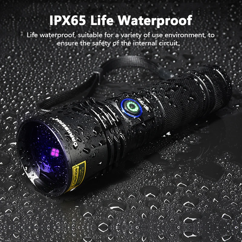 40W 4-CORE 365NM UV LED Flashlight High Power Black Mirror Purple Light Detection Torch Type-C Rechargeable 26650 Lantern Lamp