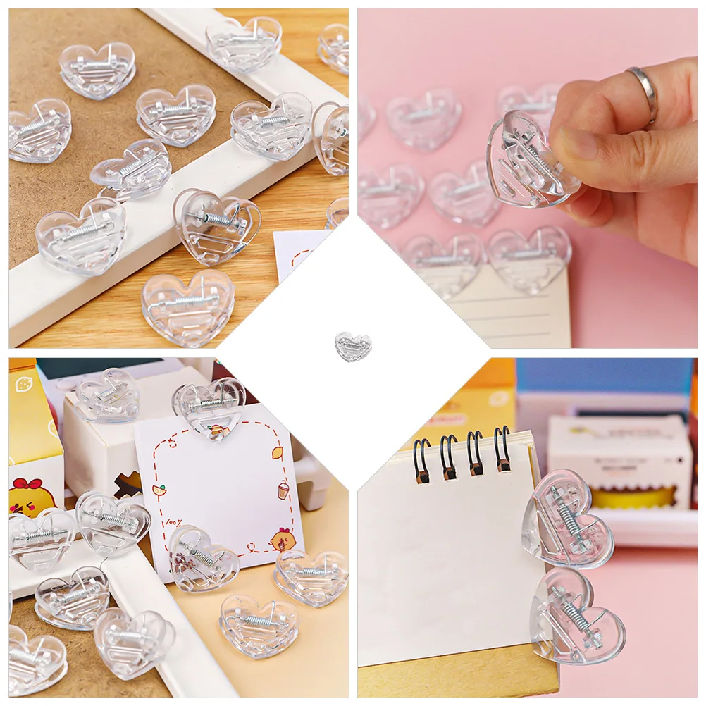 

20Pcs Transparent Sealing Clips Multi-Functional Heart Shape Clamps for Food Storage Office Files Cash Notes Portable