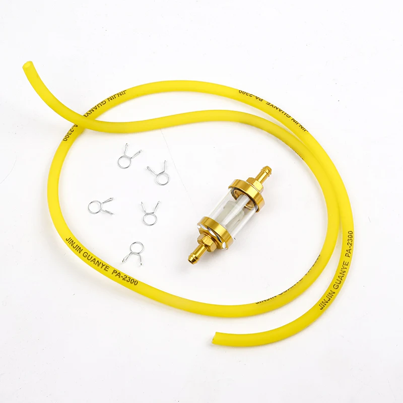 SCL MOTOS Motorcycle 6mm Gasoline Fuel Oil Filter Petrol Inline Filter Fuel Hose Pipe Tube With Clips For Moto Scooter Dirt Bike