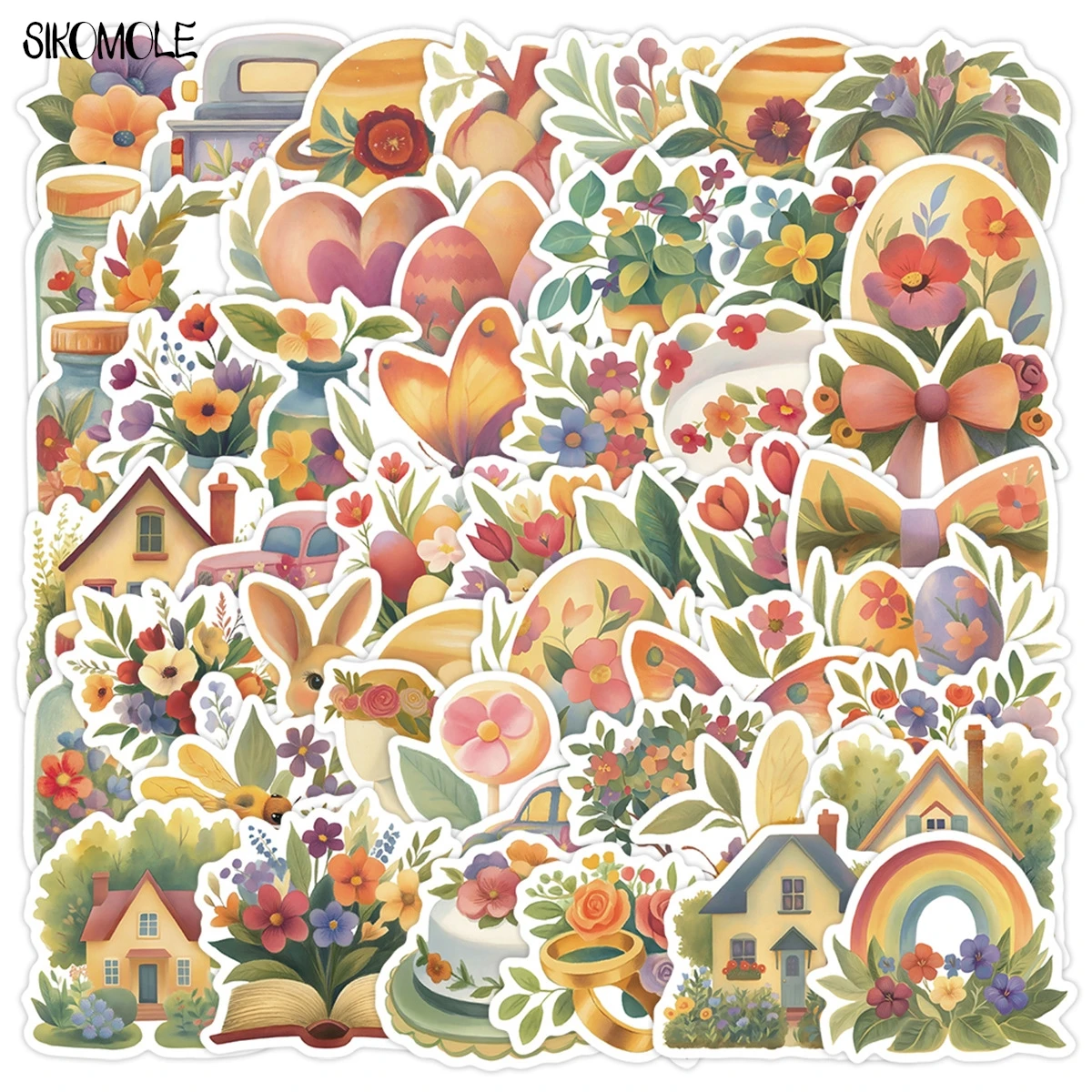 

10/30/50 шт., милые наклейки с растениями и цветами, эстетические украшения «сделай сам», детские игрушки, дорожная наклейка для багажа, набор наклеек с граффити