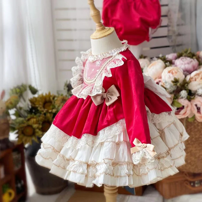 Spanish Children Sweet Flower Girl Dress Baby Girl Clothing  Flower Girl Dresses Festivals Newyears Clothes Christmas Eid Dress