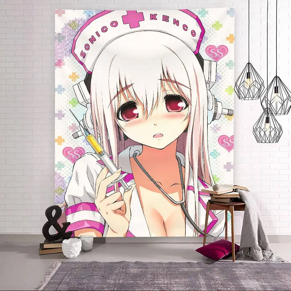 Super S-Sonico Wandteppich für Wohnzimmer, Zuhause, Wohnheim, Dekoration, japanischer Wandteppich