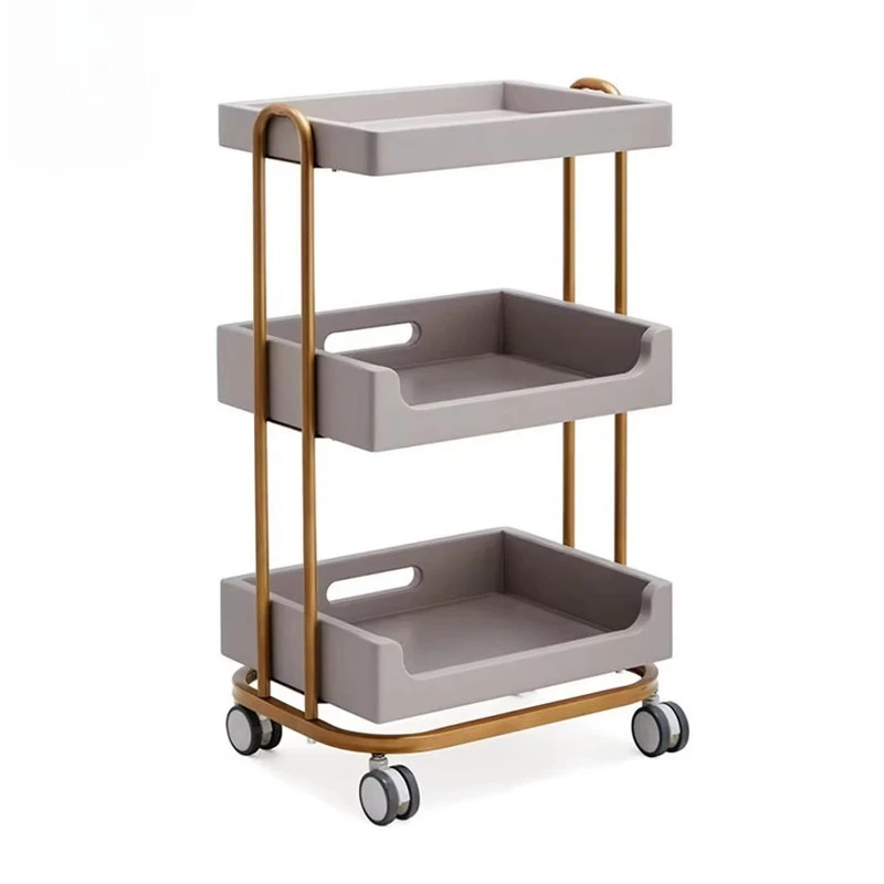 

Luxury Foldable Modern Salon Trolley Pulleys Three-layer High Load-bearing Stainless Steel Bracket Home Office Warehouse Use