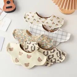 New 3 Layers Cotton Two-sided Usable Baby Feeding Drool Bib Infants Soft Saliva Towel Burp Cloth For Newborn Toddler Kids Bibs