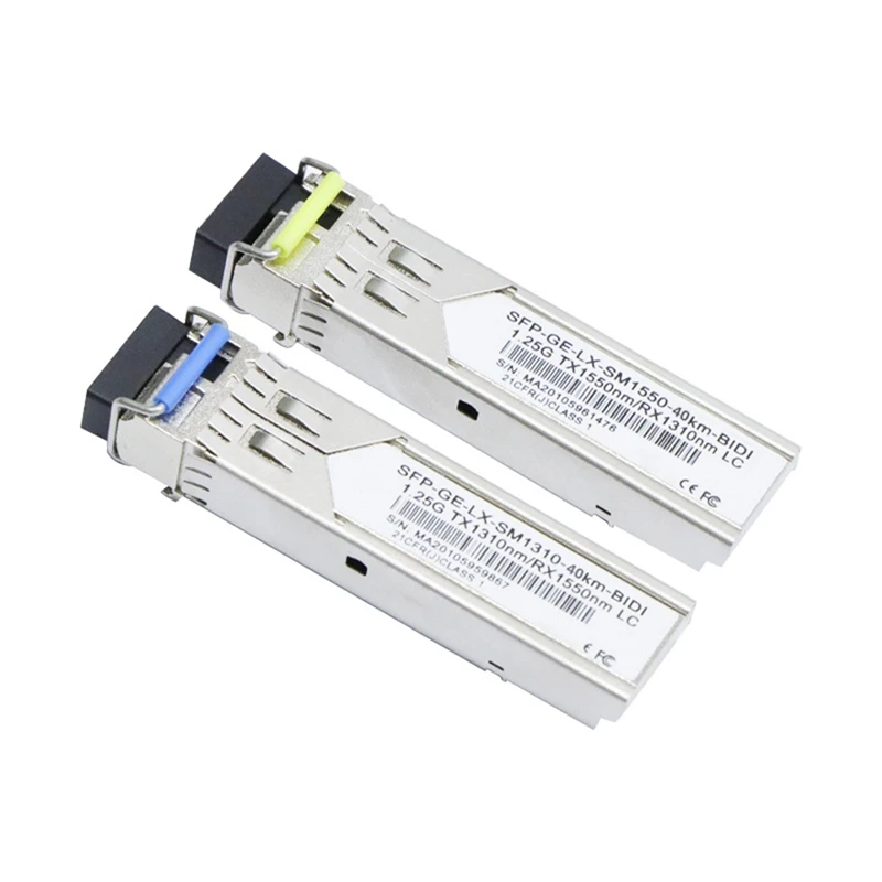 1 pasang modul SFP serat Gigabit 1.25G Mode tunggal 40Km LC 1310Nm/1550Nm kompatibel dengan beberapa jenis saklar