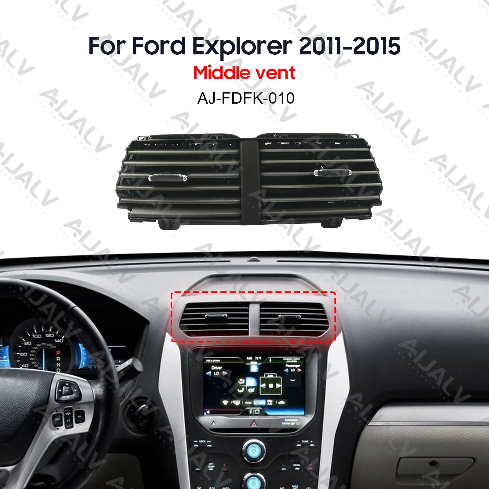 Dashboard Center Dual Air Conditioning Out Trend Grille Assembly for Ford Explorer 2011-2015 BB5319C681A
