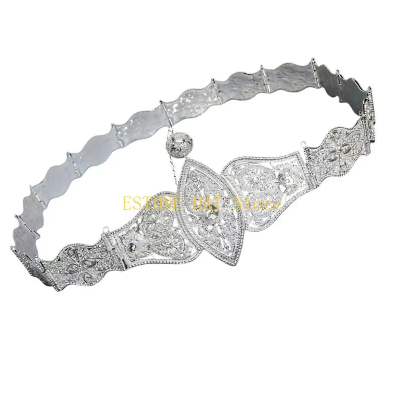 49MF Elegant Ethnic Pattern Belt Sturdy Zinc Alloyed Adjustable Length For Most Ages