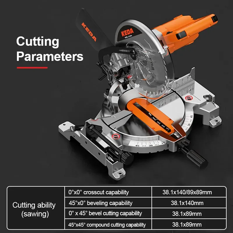 Upgraded 10-inch Rod Miter Saw Multi-function Miter 45 Degree Woodworking Tool Aluminum Sawing Machine